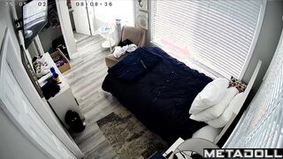 American tattooed woman naked in her room