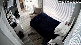 American tattooed woman naked in her room