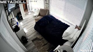 American tattooed woman naked in her room