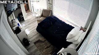 American tattooed woman naked in her room