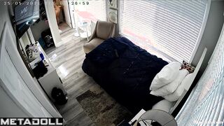 American tattooed woman naked in her room