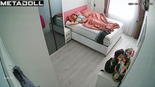 Single Swiss brunette mom fingers her pussy while watching cumshot porn