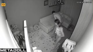 Greek new couple fuck on the couch hidden IP camera
