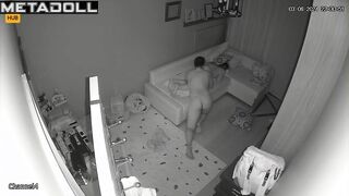 Greek new couple fuck on the couch hidden IP camera