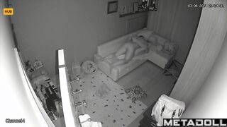 Greek new couple fuck on the couch hidden IP camera