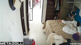 Cute blonde girl naked in her room