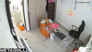 Naked young girl watches porn on her laptop