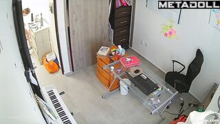 Naked young girl watches porn on her laptop