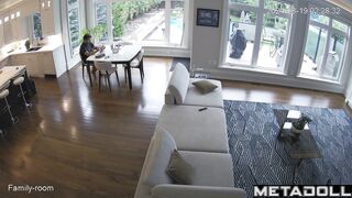 Petite brunette woman gets fucked on the couch