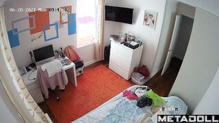 American skinny girl naked in her room