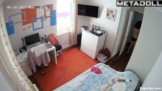 American skinny girl naked in her room