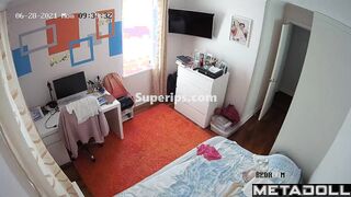 American skinny girl naked in her room