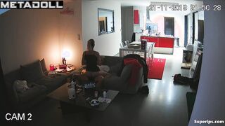 Korean college girl gets dressed in her room