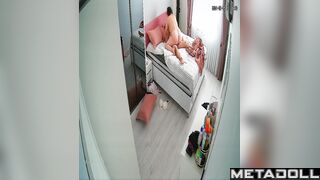 Married couple fuck in their bed wildly hidden IP cam