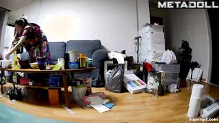 Korean nudist family daily routine