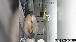 German brunette MILF in the home shower