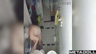 German brunette MILF in the home shower