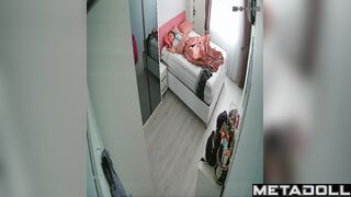 Tanned Dutch brunette aunt fingers her pussy while watching gangbang xxx porn
