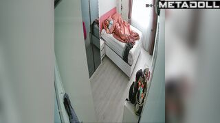 Tanned Dutch brunette aunt fingers her pussy while watching gangbang xxx porn