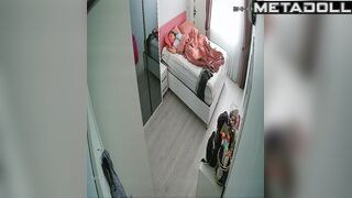Tanned Dutch brunette aunt fingers her pussy while watching gangbang xxx porn