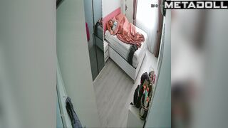 Tanned Dutch brunette aunt fingers her pussy while watching gangbang xxx porn