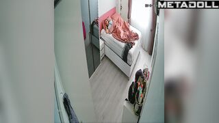 Tanned Dutch brunette aunt fingers her pussy while watching gangbang xxx porn