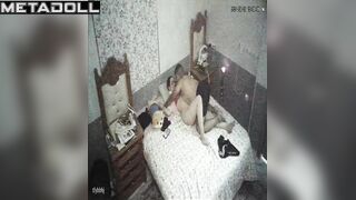 Real mature couple having sex in their bed wildly hidden IP camera