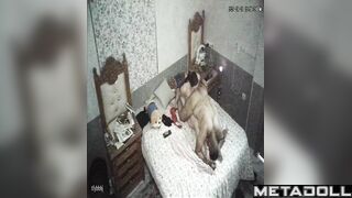 Real mature couple having sex in their bed wildly hidden IP camera