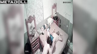Cheating American brunette step-mom gives her husband a sloppy blowjob voyeur cam