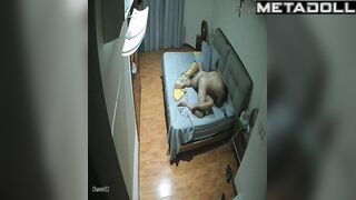 Beautiful dirty couple having sex in their messy room spy cam record