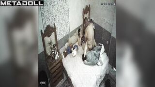 Tanned Finnish brunette student girl sex in the bedroom real spy cam