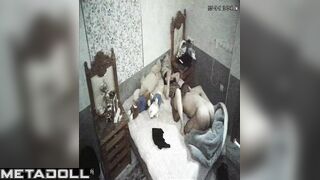 Tanned Finnish brunette student girl sex in the bedroom real spy cam