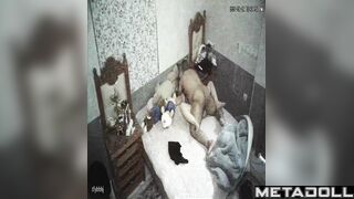 Tanned Finnish brunette student girl sex in the bedroom real spy cam