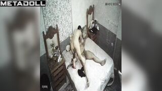 Tanned Finnish brunette student girl sex in the bedroom real spy cam