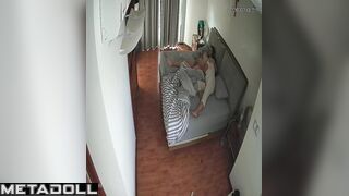Skinny Irish brunette mother fucks her husband in her daughter’s room hidden cam