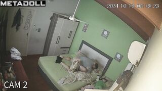 Naughty naked Welsh brunette mom gives her husband a sloppy blowjob hidden IP camera