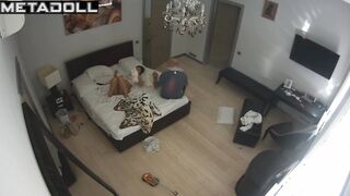 Beautiful Greek dirty couple fuck in their bed wildly spy cam record