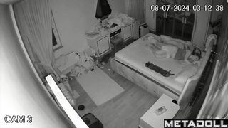 Beautiful dirty couple fuck in their bedroom hidden IP cam