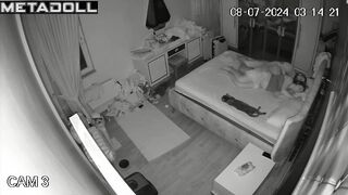 Beautiful dirty couple fuck in their bedroom hidden IP cam