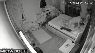 Beautiful dirty couple fuck in their bedroom hidden IP cam