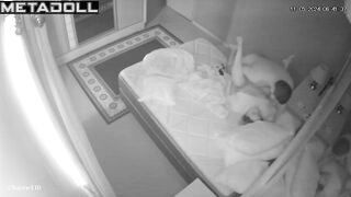 My girlfriend's parents having sex wildly in their bed spy cam
