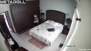 Naughty Latina woman rubs her pussy