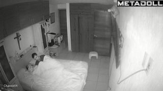 Naughty Spanish brunette mother sex in the living room hidden cam