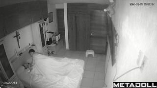 Naughty Spanish brunette mother sex in the living room hidden cam