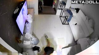 Korean college girl naked watching TV