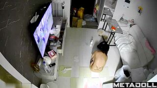 Korean college girl naked watching TV