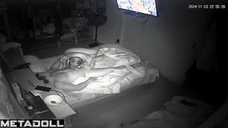 Dirty couple having sex on their bed hard voyeur cam