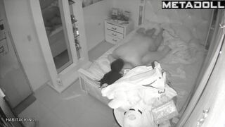 Beautiful dirty couple fuck wildly in their bed hidden IP camera