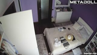 Petite French girl naked in her room