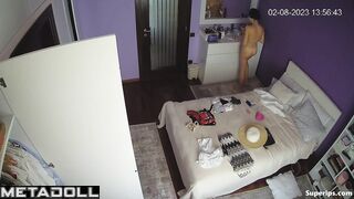 Petite French girl naked in her room